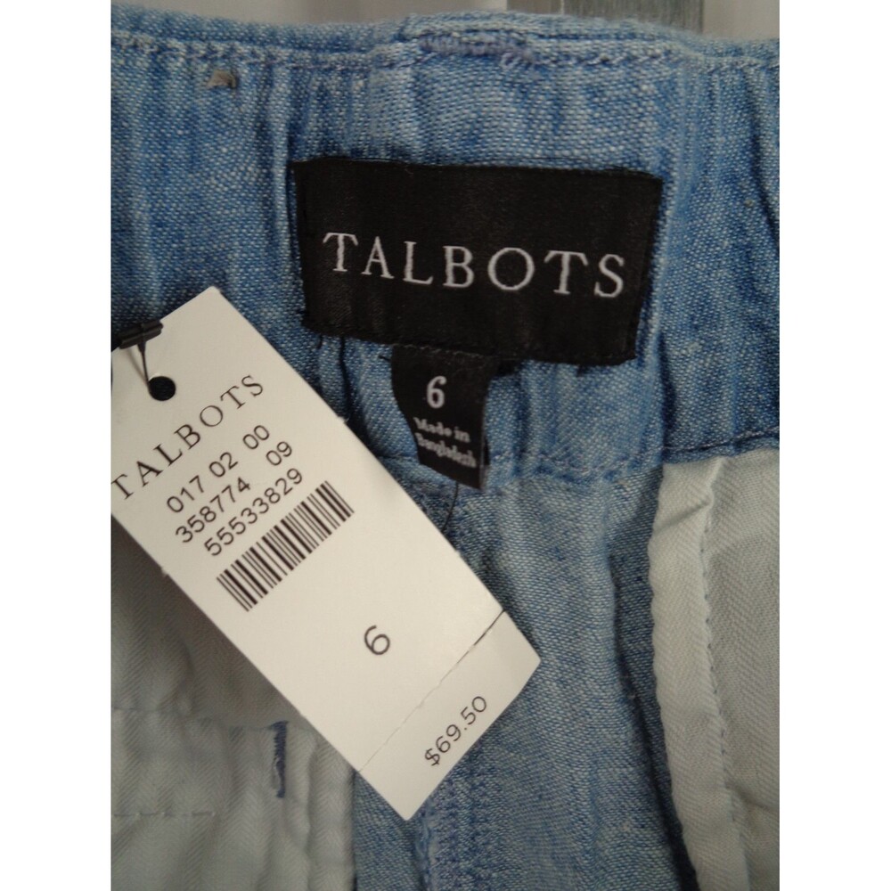 Talbots Chambray Linen Cotton Blend Belted Shorts Size 6 New - Picture 5 of 6